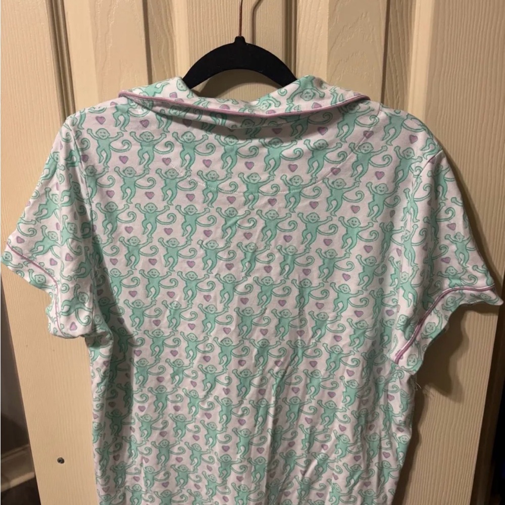 Roller Rabbit Green and Cream Monkey Print Shirt